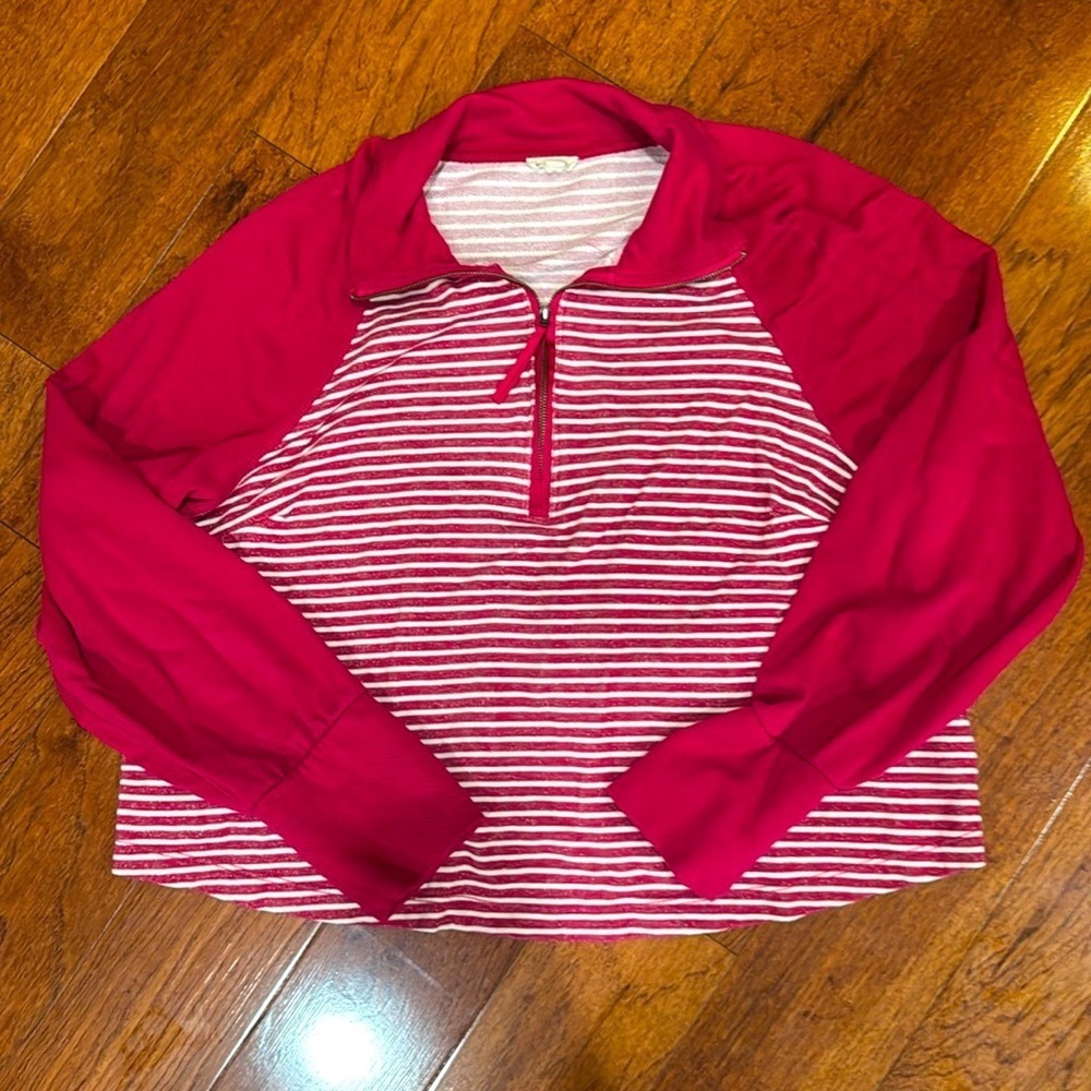 Anthropologie striped quarter zip sweatshirt